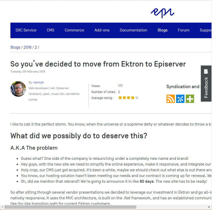 So you’ve decided to move from Ektron to Episerver